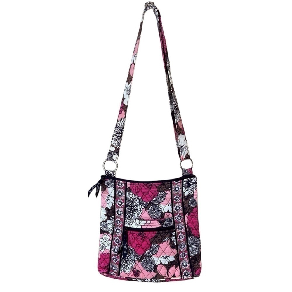 Vera Bradley Hipster Crossbody Bag Mocha Rouge Pink/Brown/White GUC